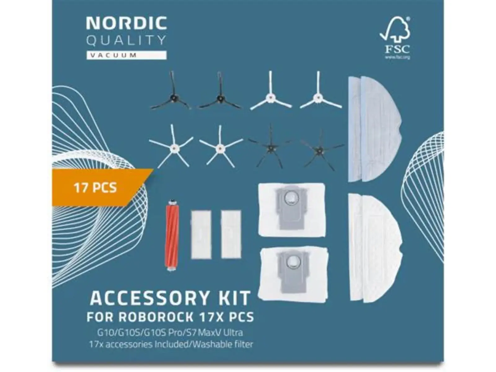 Nordic Quality 17-delers reservedelssett for Roborock S7